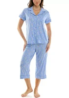 Printed Notch Capri Pajama Set