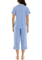 Printed Notch Capri Pajama Set