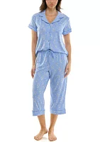 Printed Notch Capri Pajama Set