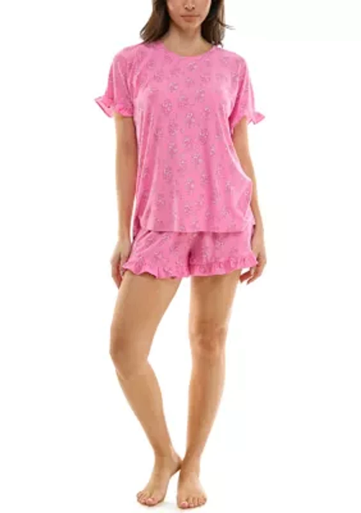 Women's Short Sleeve Yummy Ruffle Pajama Set