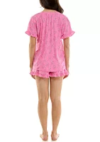 Women's Short Sleeve Yummy Ruffle Pajama Set