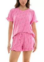 Women's Short Sleeve Yummy Ruffle Pajama Set