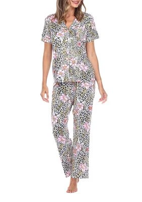 Short Sleeve & Pants Tropical Pajama Set