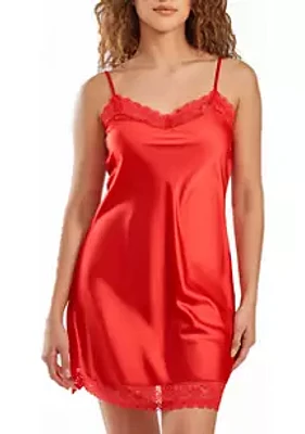 iCollection Bianca Ultra Soft Satin and Lace 1 PC chemise