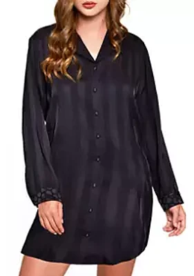 iCollection Satin Notch Collar Night Shirt