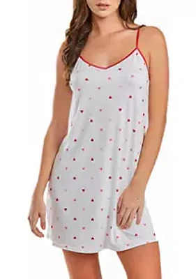iCollection Lilly Heart Print Pull Over Chemise with Adjustable Straps