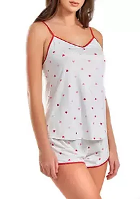 iCollection Lilly Heart Printed PJ Short Set Trimmed Red.