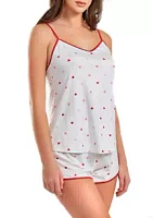iCollection Lilly Heart Printed PJ Short Set Trimmed Red.