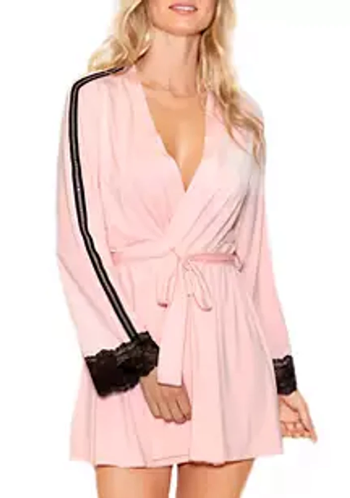 iCollection Laurel Modal Lace Stripe Robe