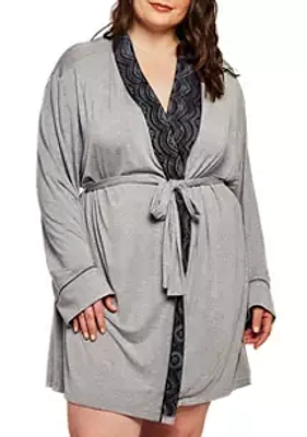 iCollection Plus Shana Modal Shawl Lace Robe