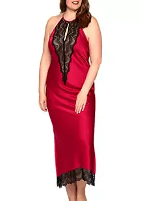 iCollection Plus Sizer Tess Satin Lace Gown