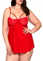 iCollection Plus Heart Lace & Micro Babydoll