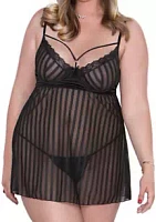 iCollection Plus Trina Stripe Babydoll Set