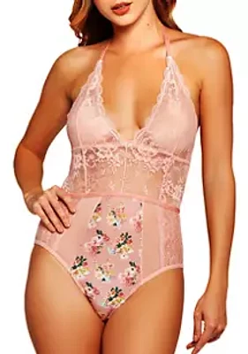 iCollection Camilla Soft Lace Halter Teddy