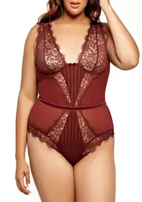 iCollection Plus  Selena Lace and Mesh Bodysuit