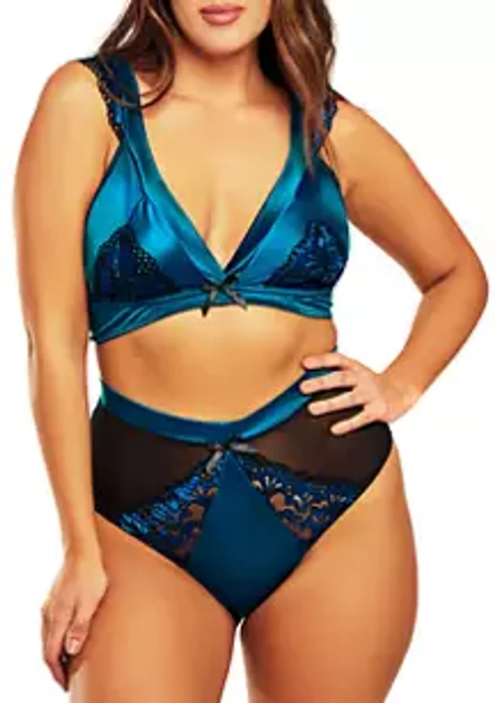 iCollection Plus Size Sasha High Waist Bralette Set