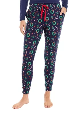 Women's Holiday Wreaths Jogger Pajama Pants