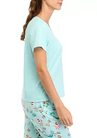 Women's Beachy Christmas Solid Short Sleeve Pajama Top