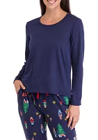 Women's Nutcracker Solid Long Sleeve Pajama Top