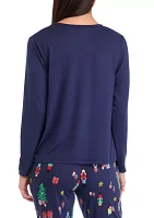 Women's Nutcracker Solid Long Sleeve Pajama Top