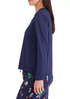 Women's Nutcracker Solid Long Sleeve Pajama Top