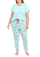 Plus Beachy Christmas Pajama Jogger Pants