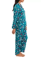 Women's Holiday Lights Long Sleeve Notch Pajama Set