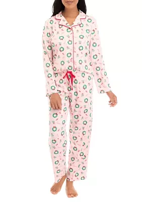 Women's Holiday Wreaths Pajama Set