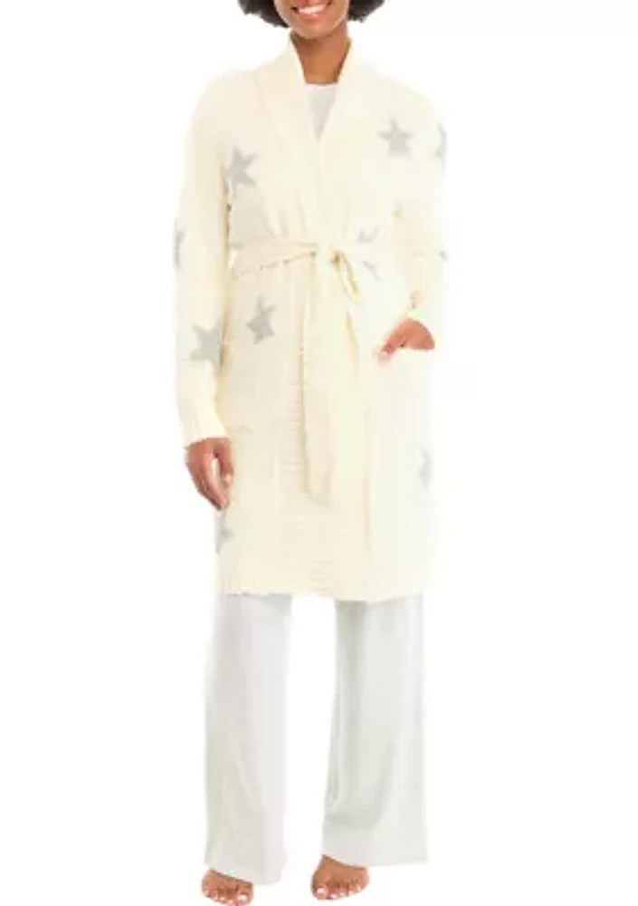 Printed Long Sleeve Teddy Robe