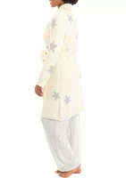 Printed Long Sleeve Teddy Robe