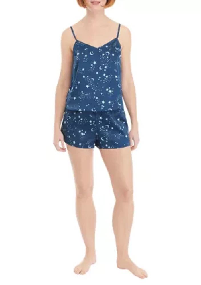 Women's Sleeveless V-Neck Tank Top and Woven Shorts Pajama Set