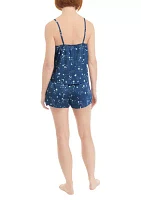 Women's Sleeveless V-Neck Tank Top and Woven Shorts Pajama Set