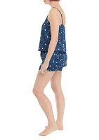 Women's Sleeveless V-Neck Tank Top and Woven Shorts Pajama Set