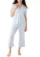 Knit Printed Notch Collar Pajama Set