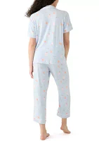 Knit Printed Notch Collar Pajama Set