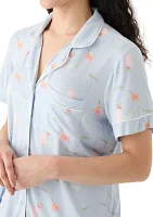 Knit Printed Notch Collar Pajama Set