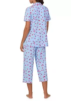 Short Sleeve Notch Crop Pajama Set