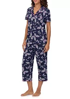 Short Sleeve Notch Crop Pajama Set