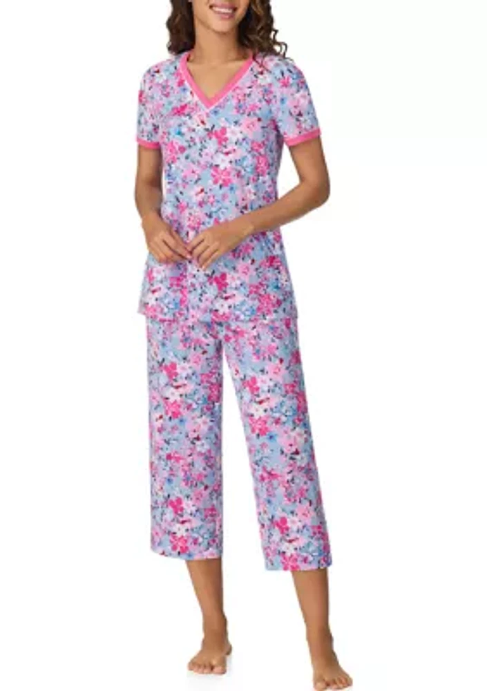 Short Sleeve Cropped Printed Pajama Set