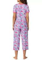 Short Sleeve Cropped Printed Pajama Set