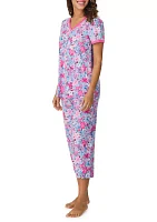 Short Sleeve Cropped Printed Pajama Set