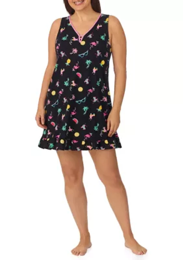 Plus Printed Sleeveless Chemise