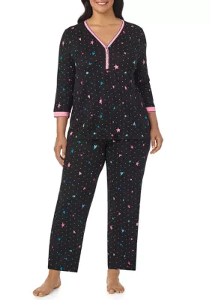 Plus Long Printed Pajama Set