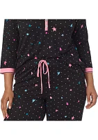 Plus Long Printed Pajama Set