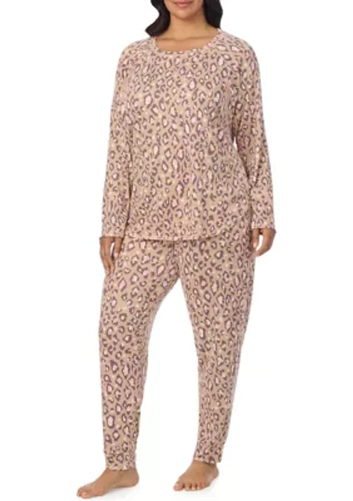 Plus Printed Sweater Knit Pajama Set