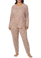 Plus Printed Sweater Knit Pajama Set