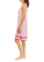 Printed Nightgown with Fringe Trim