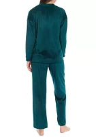 Velour Ribbed Knit Pajama Set