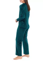 Velour Ribbed Knit Pajama Set