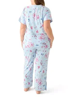 Plus Short Sleeve Cozy Rib Pajama Set